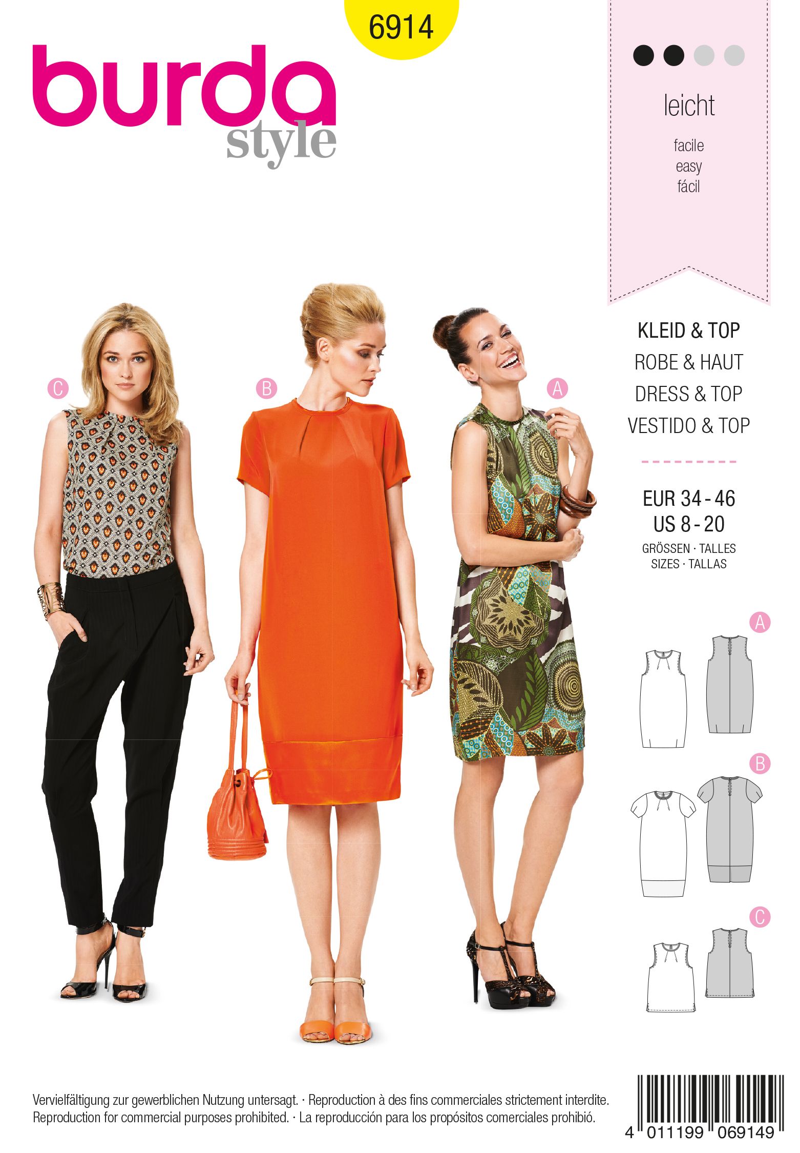 Patron De Couture Burda N°6930 - Robe Ou Blouse Bustier Et Blouse Voile - Tailles 34 à 48 - Neuf