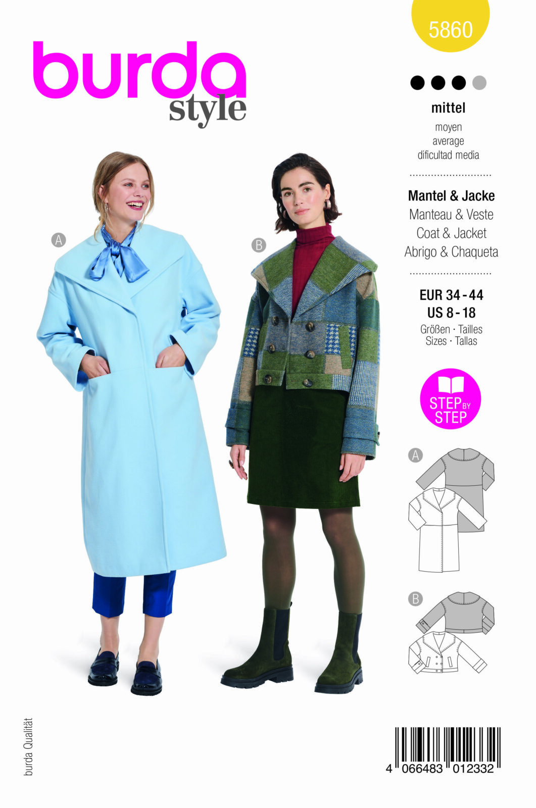Patron De Couture Vintage Echo De La Mode 1960 - Manteau Droit Col Arrondi Taille 44 - Pour Pièces Collection